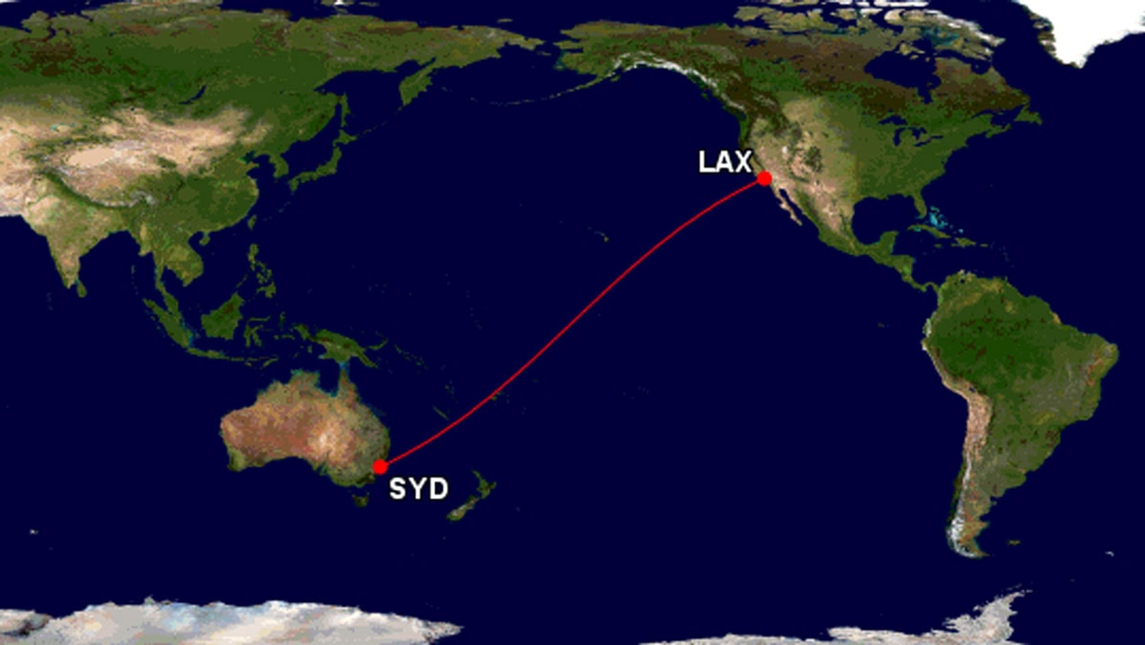 Sydney to Los Angeles route