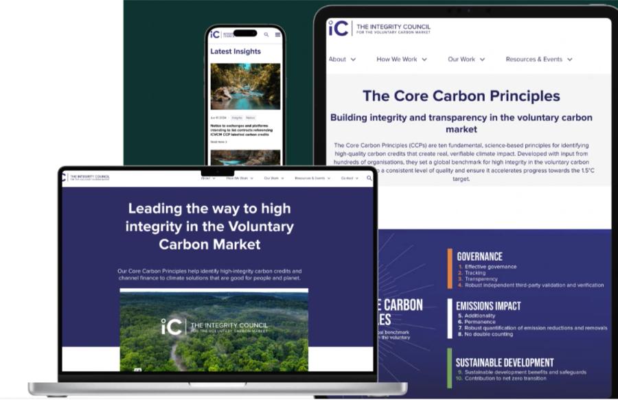 Previews of the ICVCM website on different devices