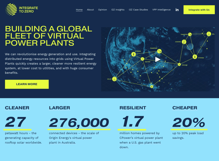 Screenshot of the Integrate to Zero website