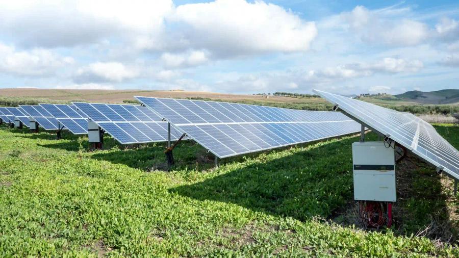Solar panels in field
