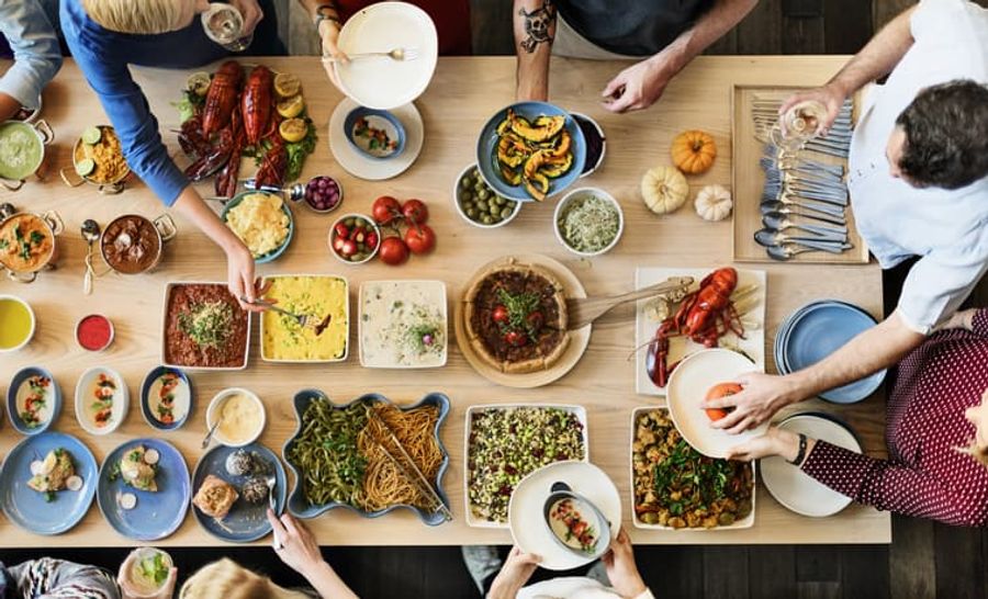 Friends Party Buffet Enjoying Food Concept