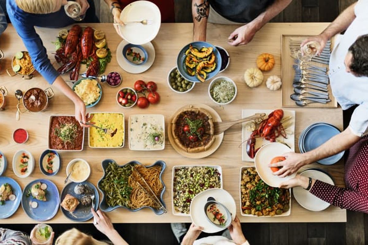 Friends Party Buffet Enjoying Food Concept