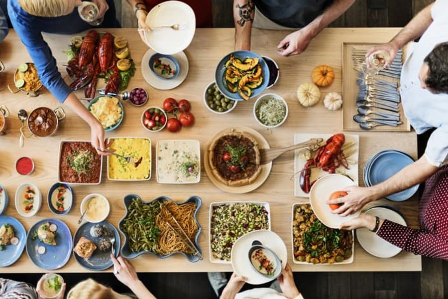 Friends Party Buffet Enjoying Food Concept