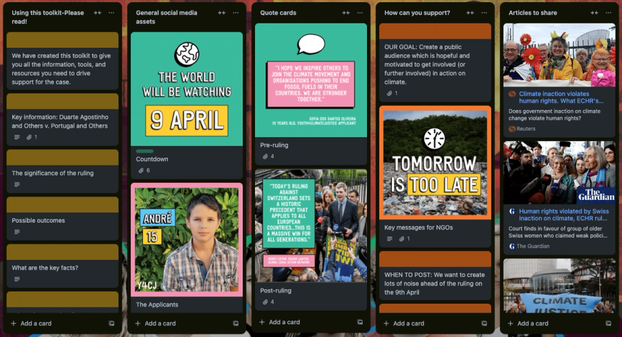 Screenshot of Youth4ClimateJustice digital communications toolkit