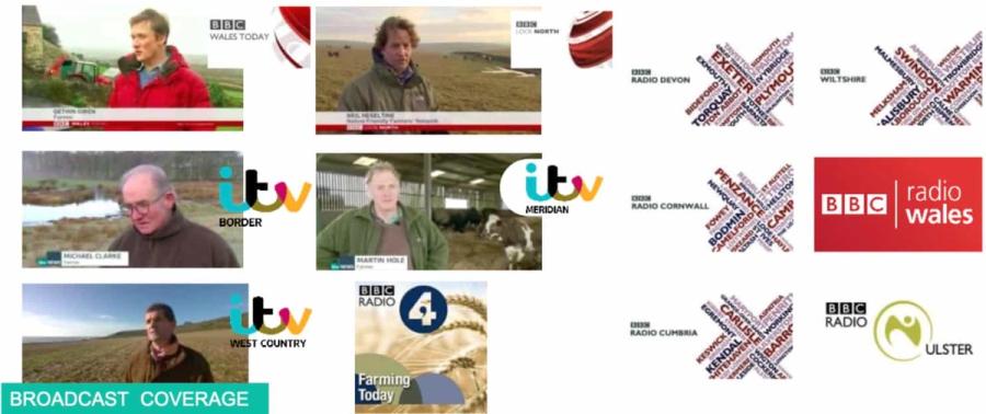 Collage of TV news interviews.