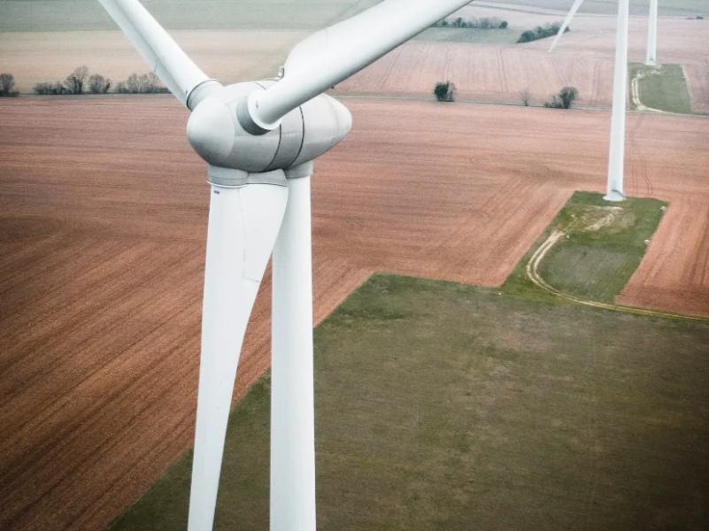 Wind turbine in field