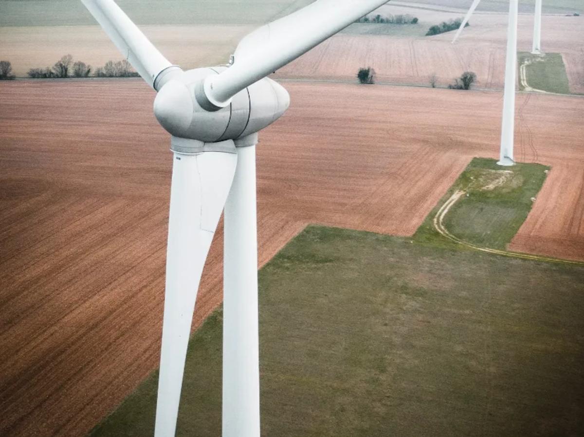 Wind turbine in field
