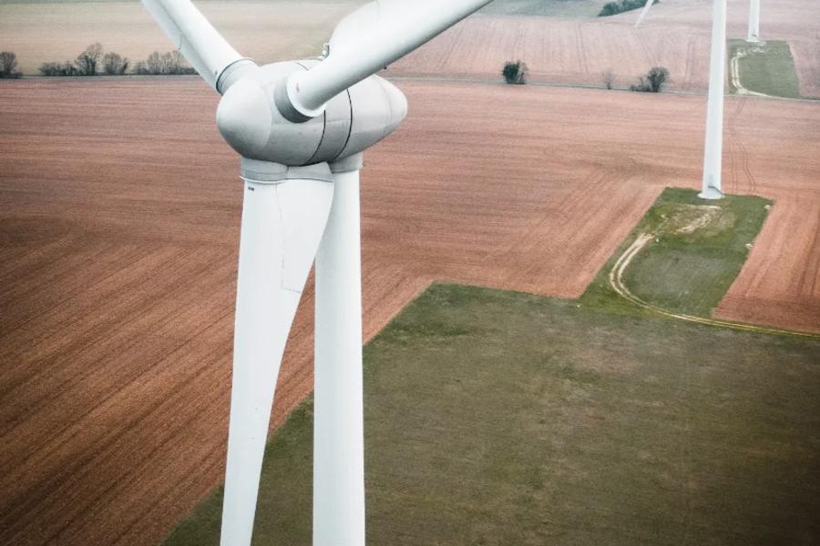 Wind turbine in field