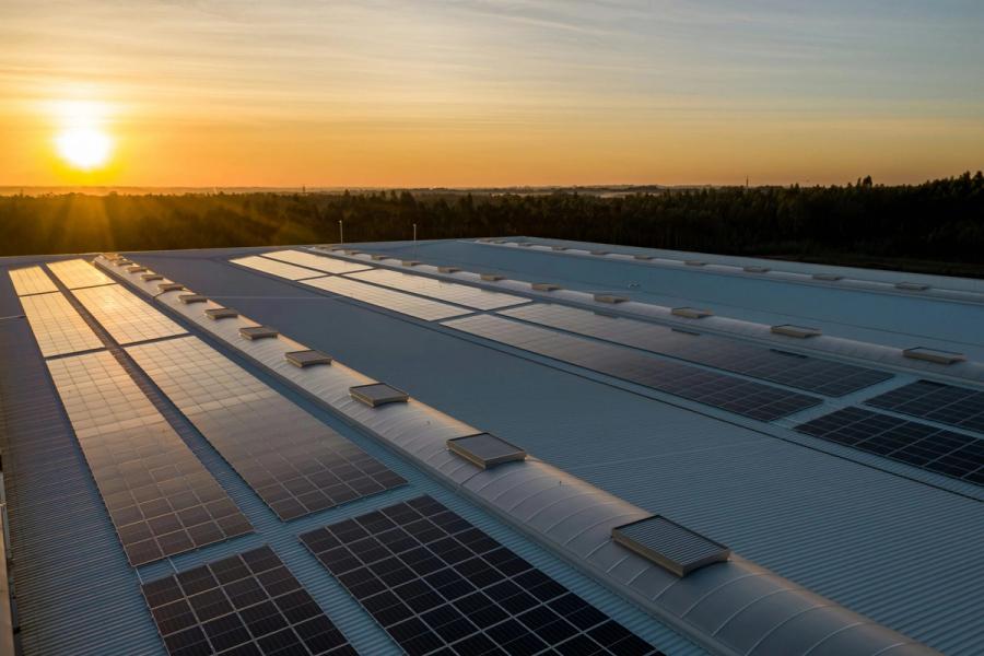 Solar panels on roof