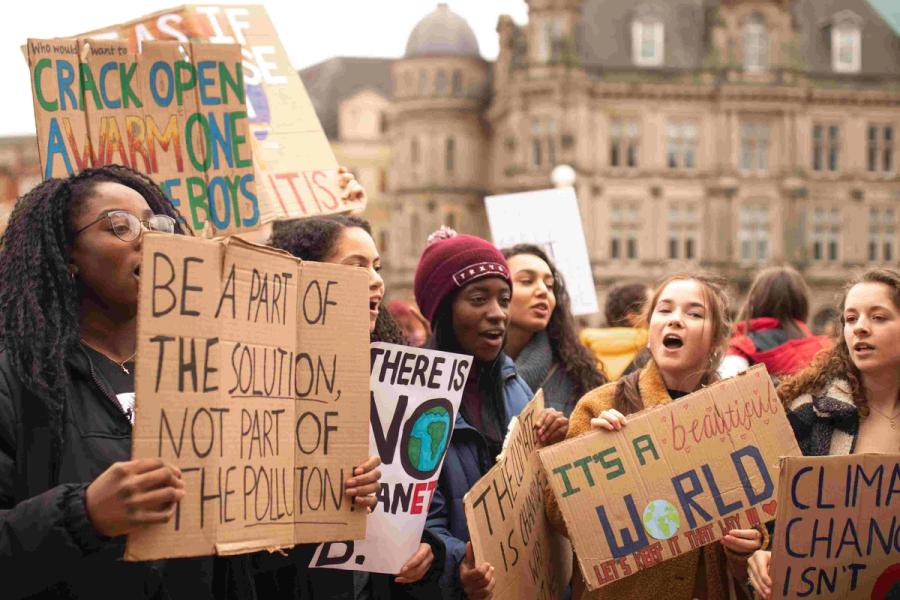 Young people protesting