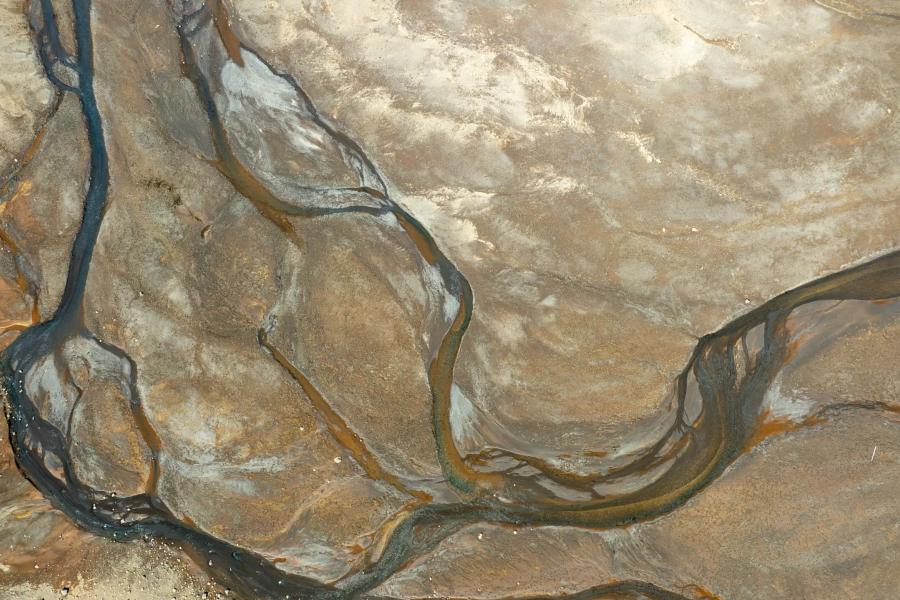 A satelite image of a river and its channels