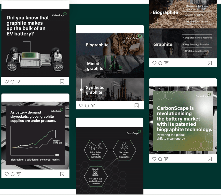 Social media assets designed for CarbonScape 