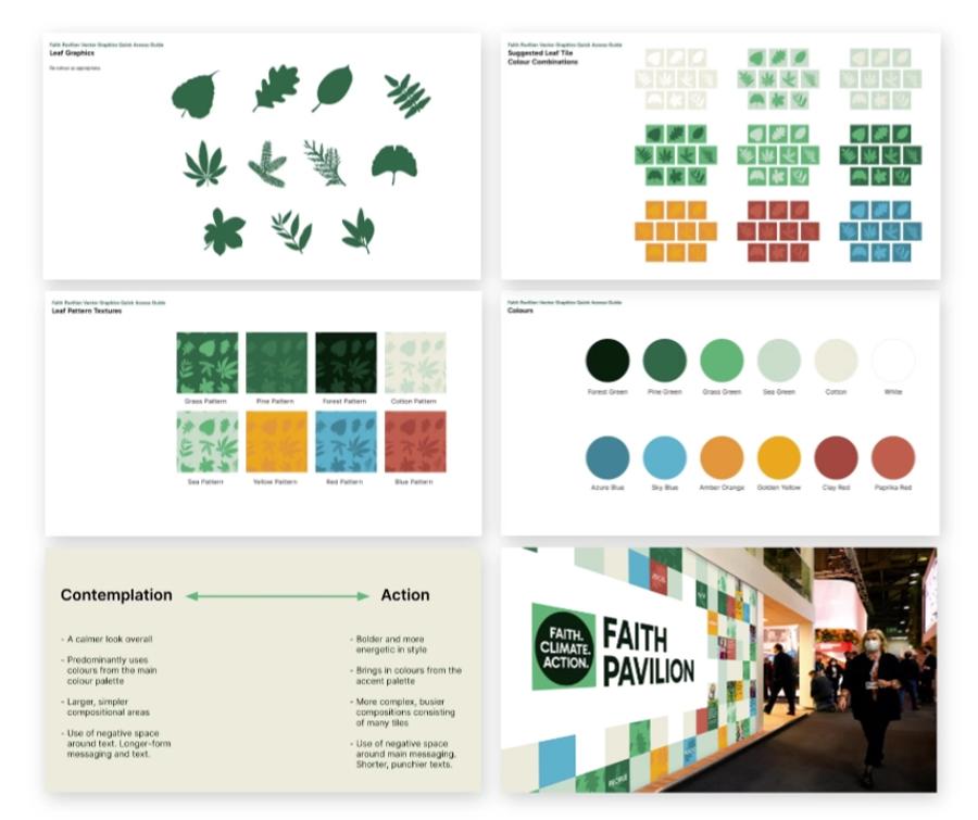 Branding preview for the Faith Pavilion at COP28 developed by Greenhouse Communications