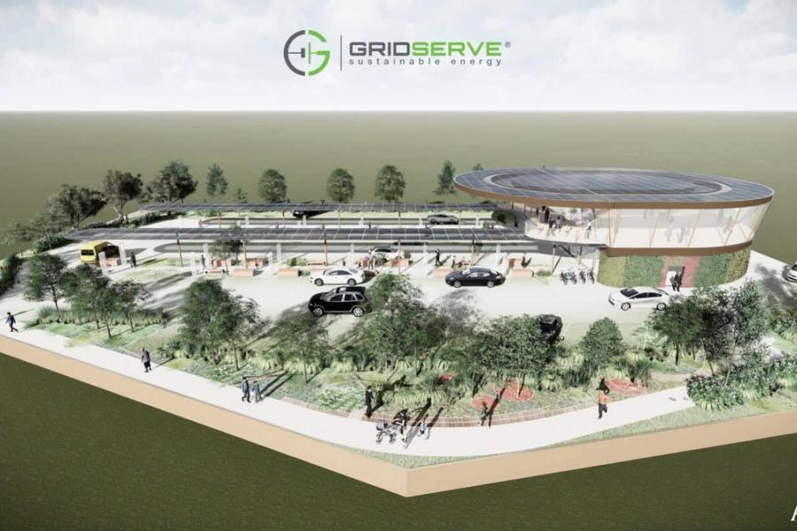 A mock-up of Gridserve's electric forecourt.