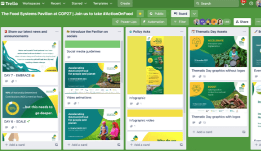 Screenshot of the trello toolkit used for food at COP27