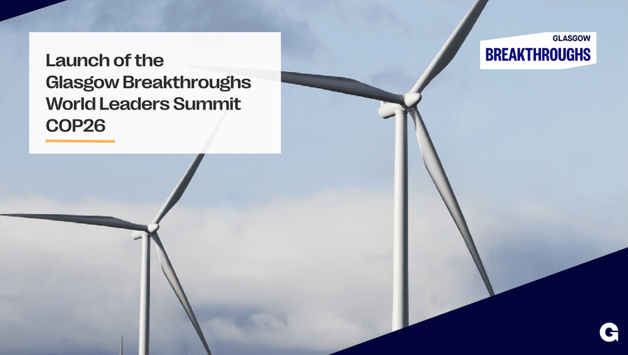 Image showing two win turbines for the launch of the Glasgow Breakthroughs