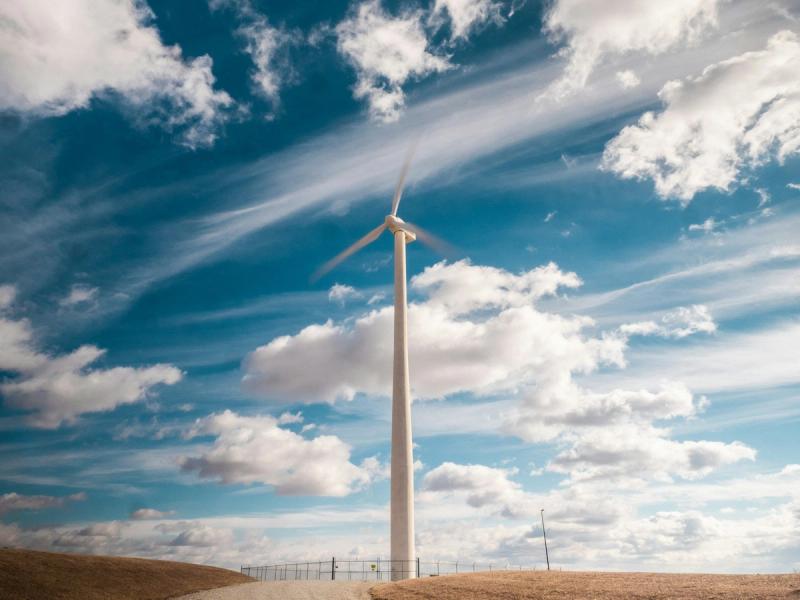 Beautiful windmill with epic sky background