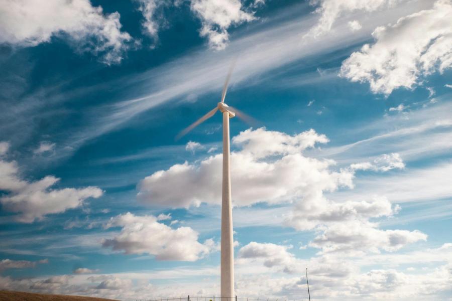 Beautiful windmill with epic sky background