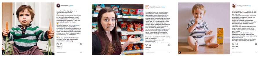 Mummy bloggers Instagram coverage - Organix