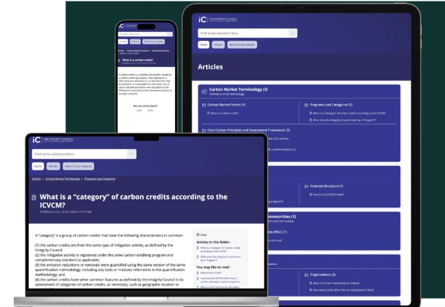 Previews of the ICVCM Knowledge Hub