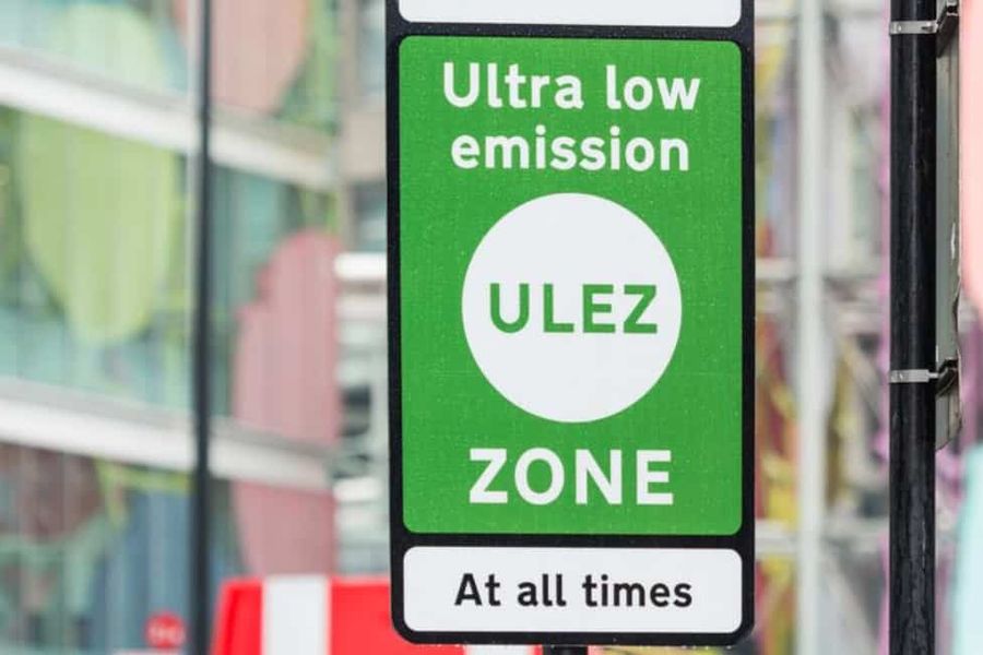 Road sign reading 'Ultra low emission zone / At all times/ ULEZ'