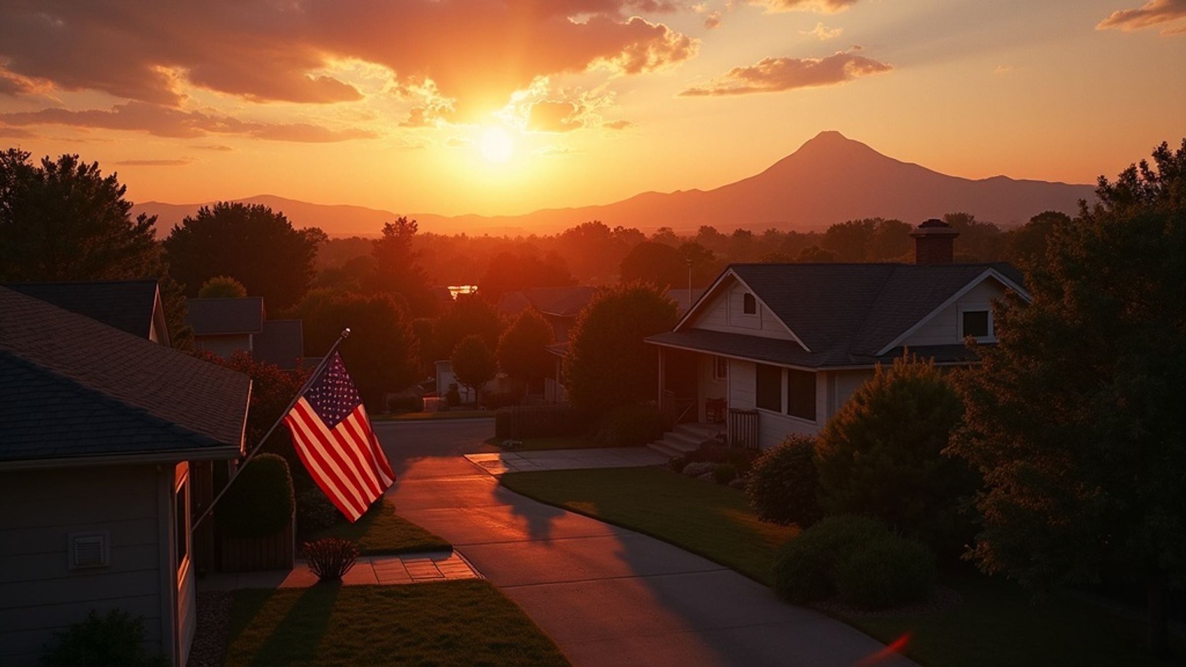 Colorado Springs neighborhood at sunrise