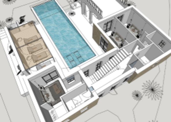 Axometric view with cropped roof 