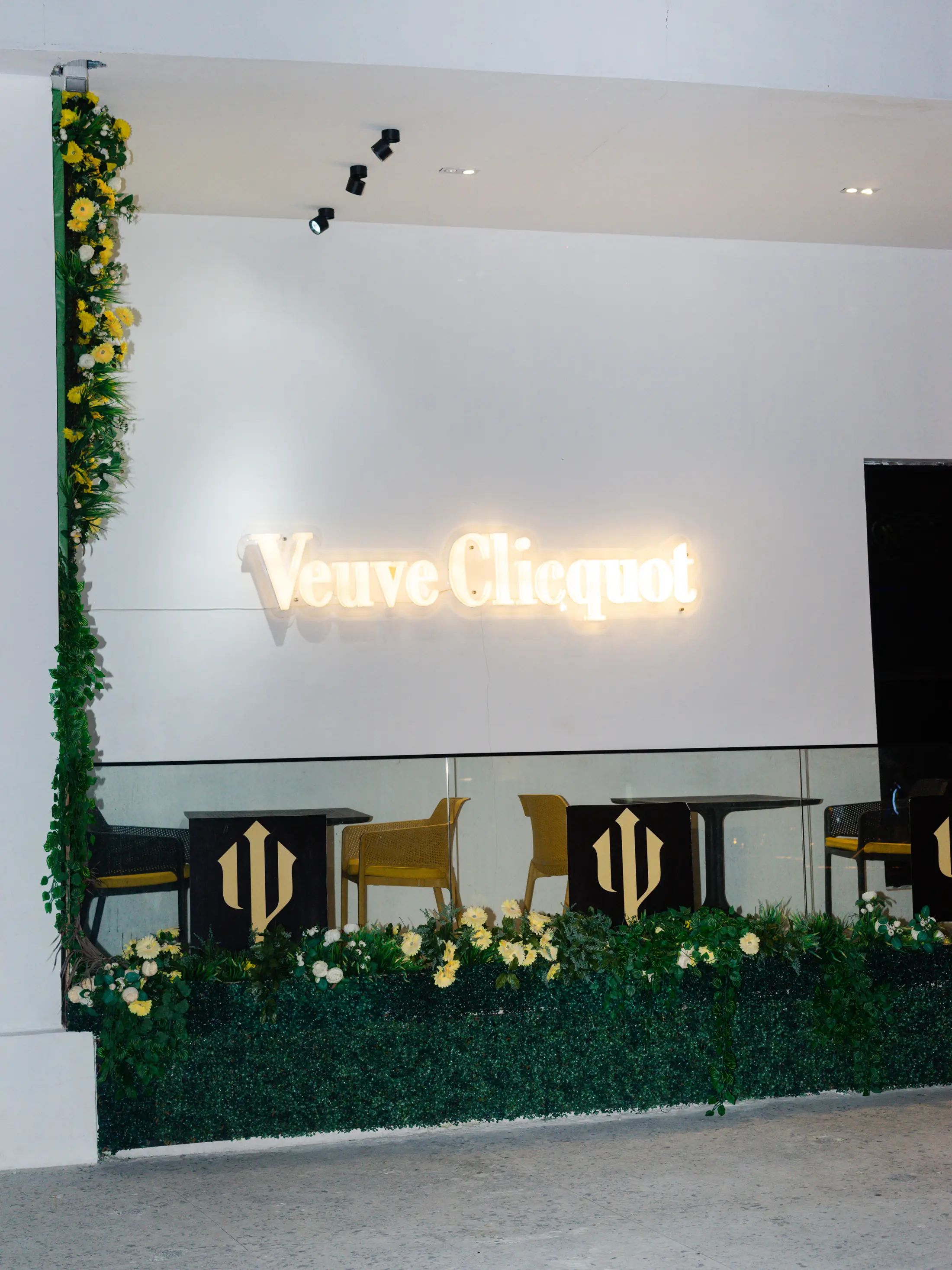 A branded backdrop set up on site