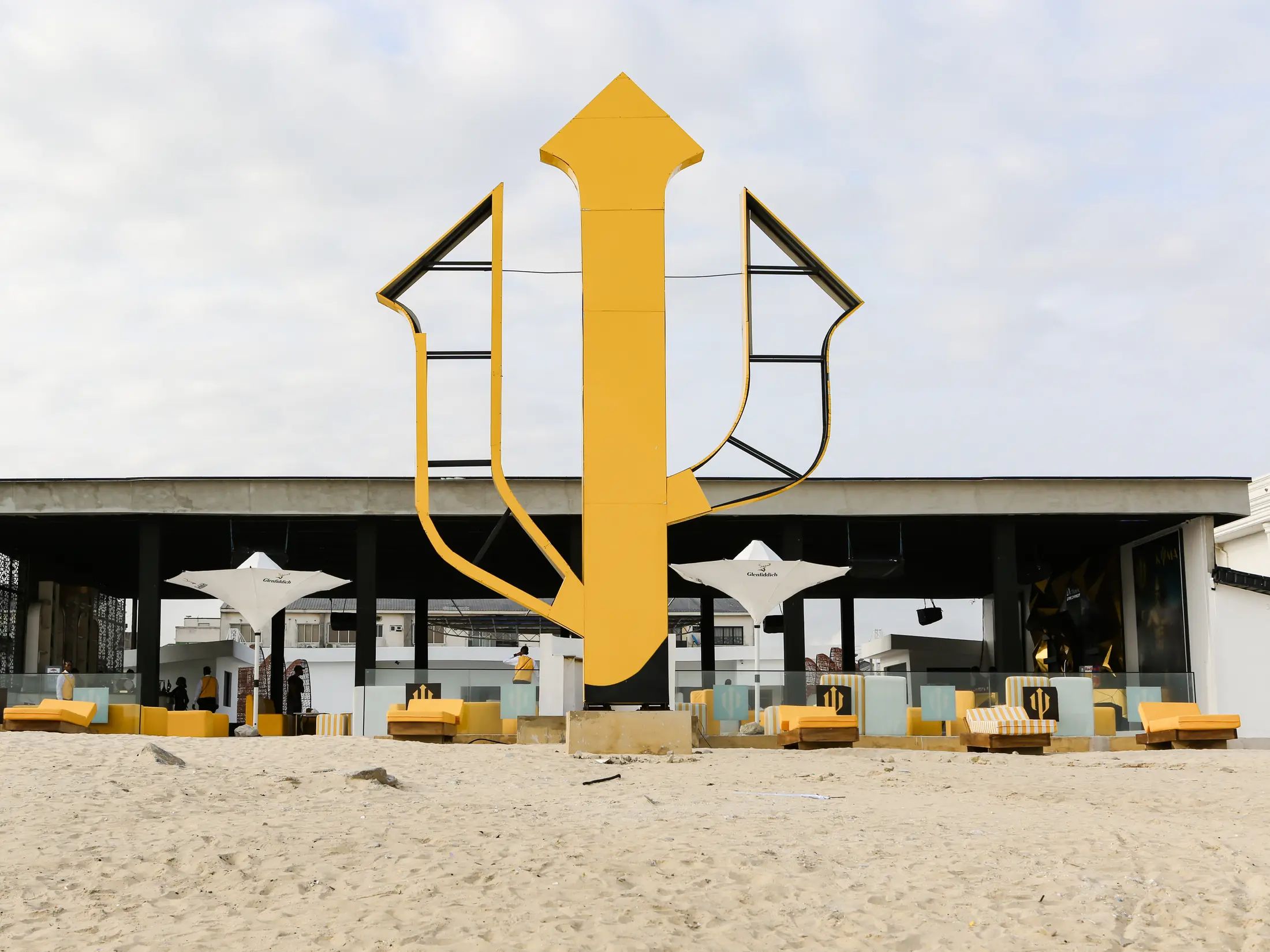 The trident on the sand at first light