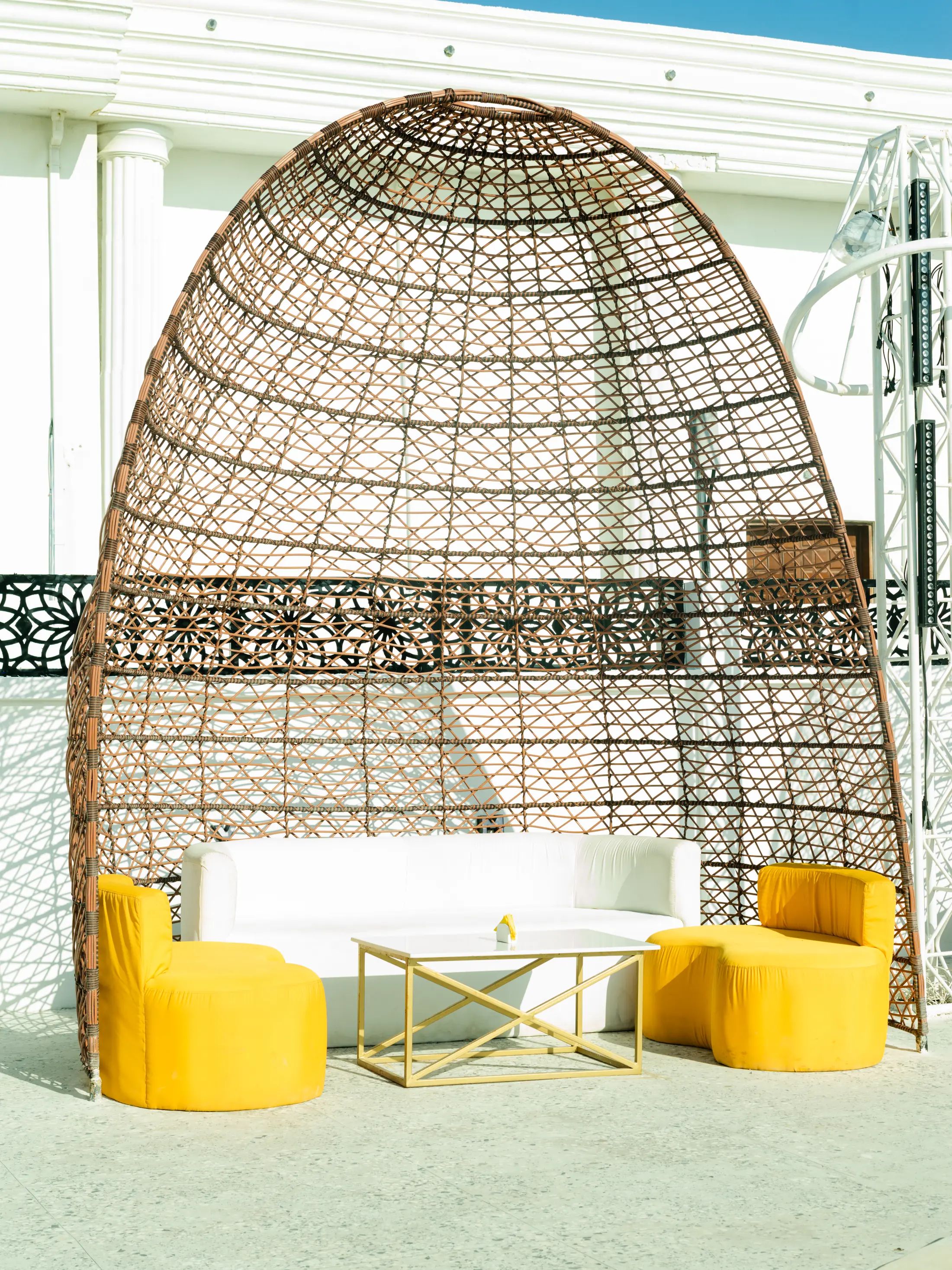 Inside a private cabana dome