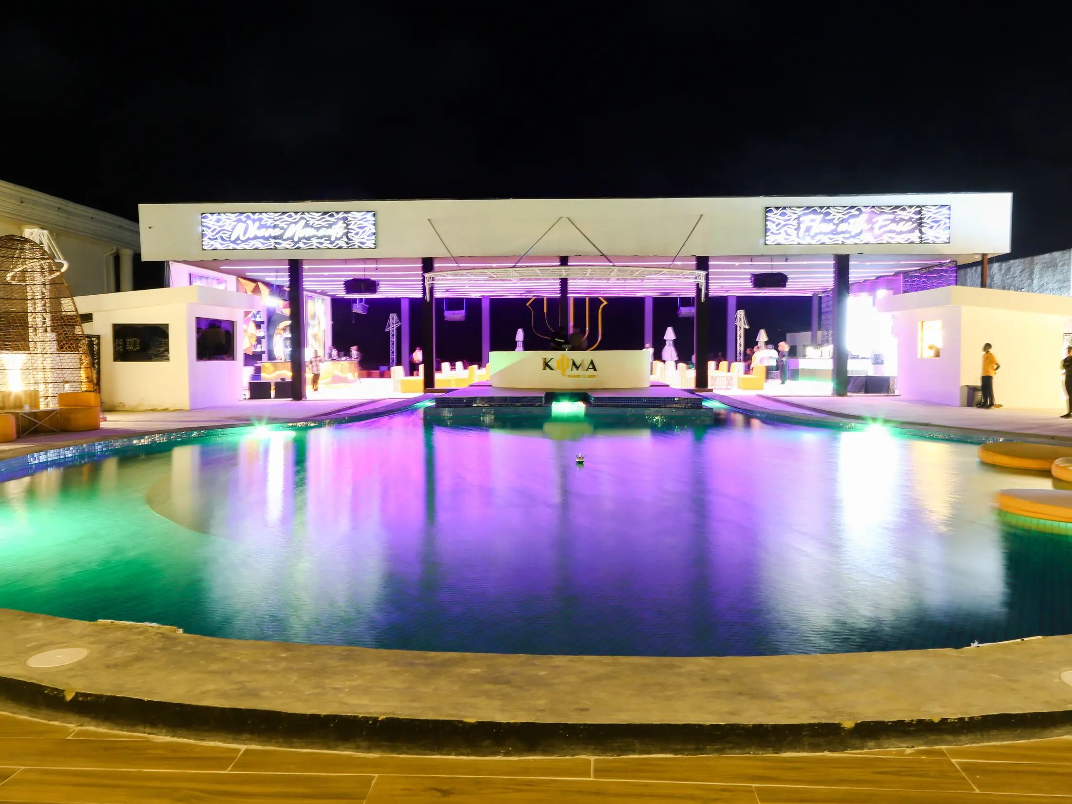 The pool under green light