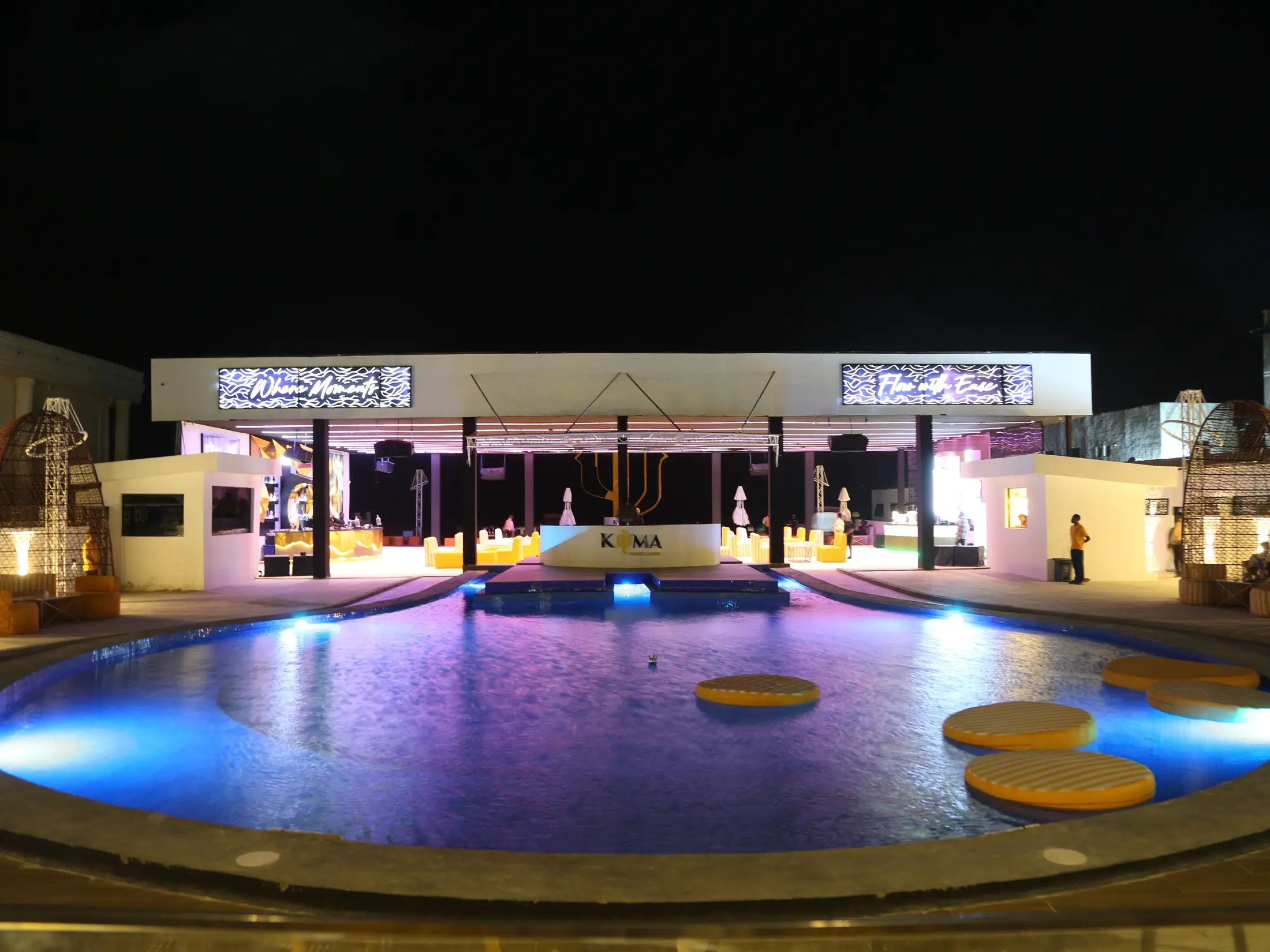 The pool under blue light