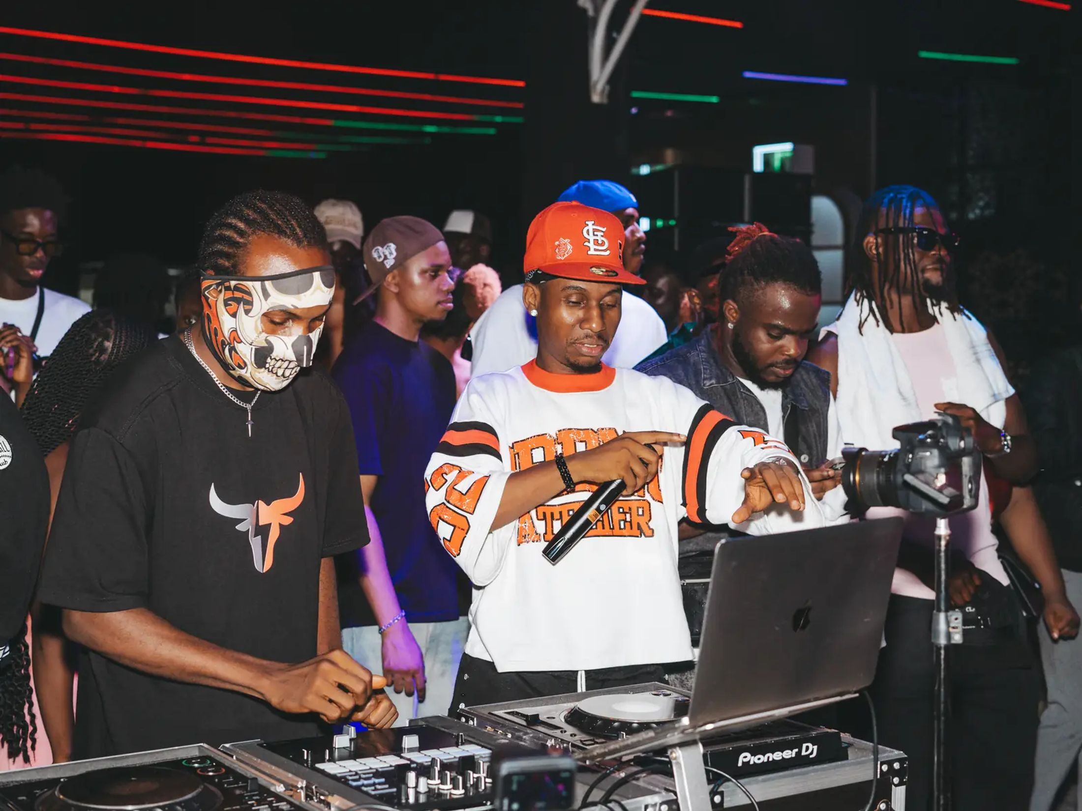 The DJ booth and the crowd