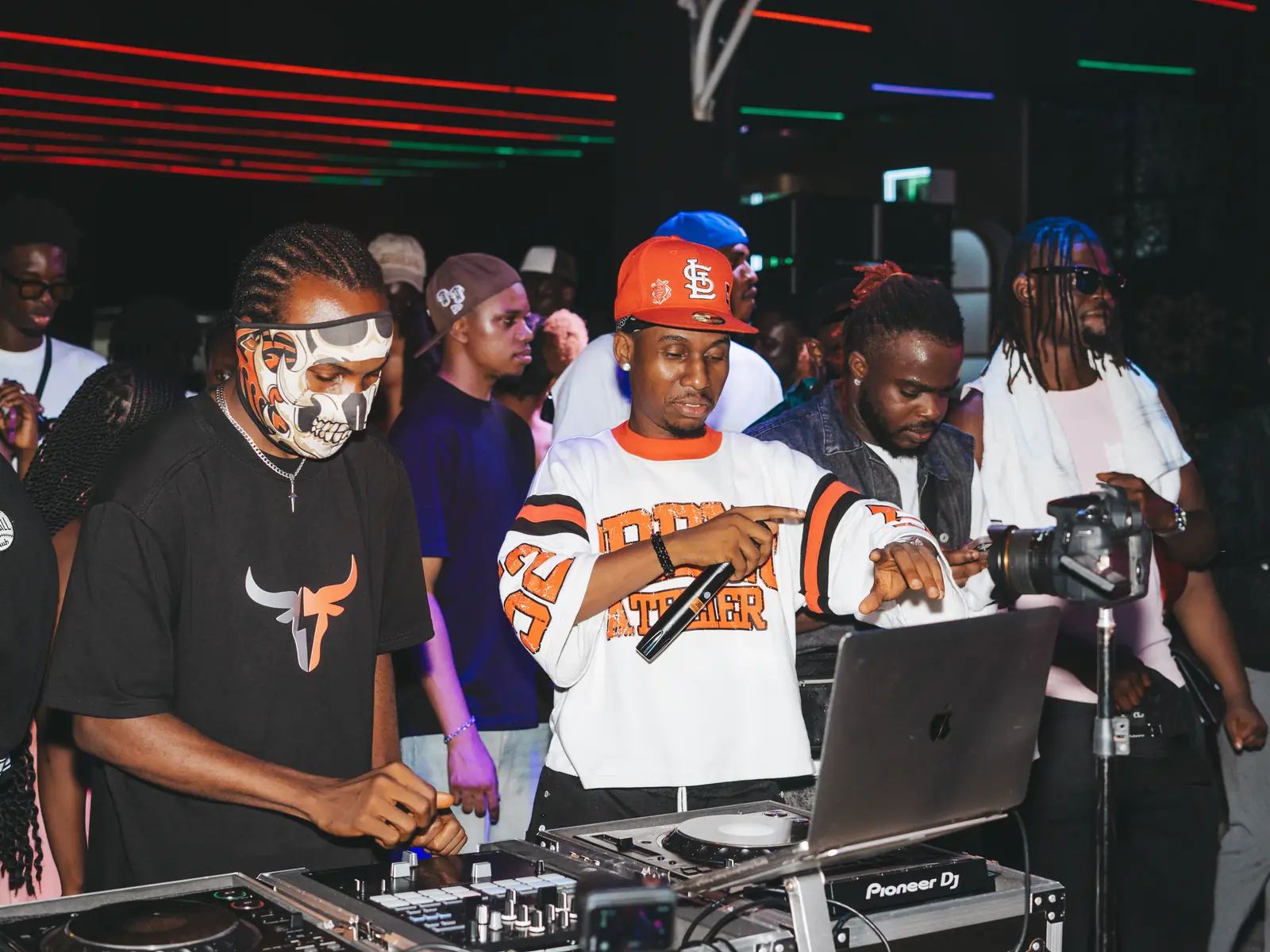 The DJ booth and the crowd