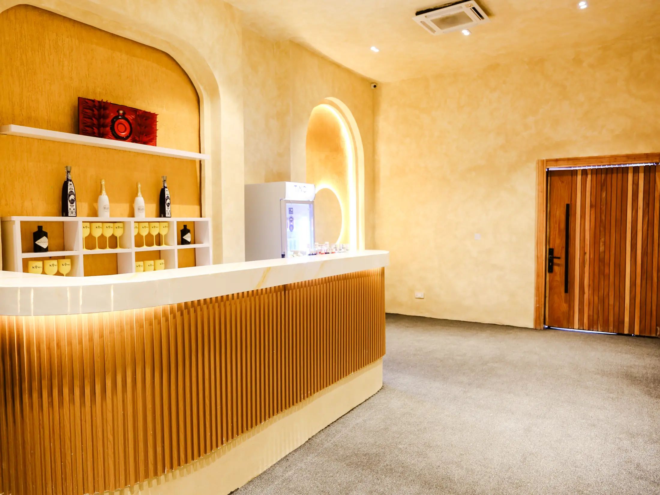 The arched bar in warm gold light