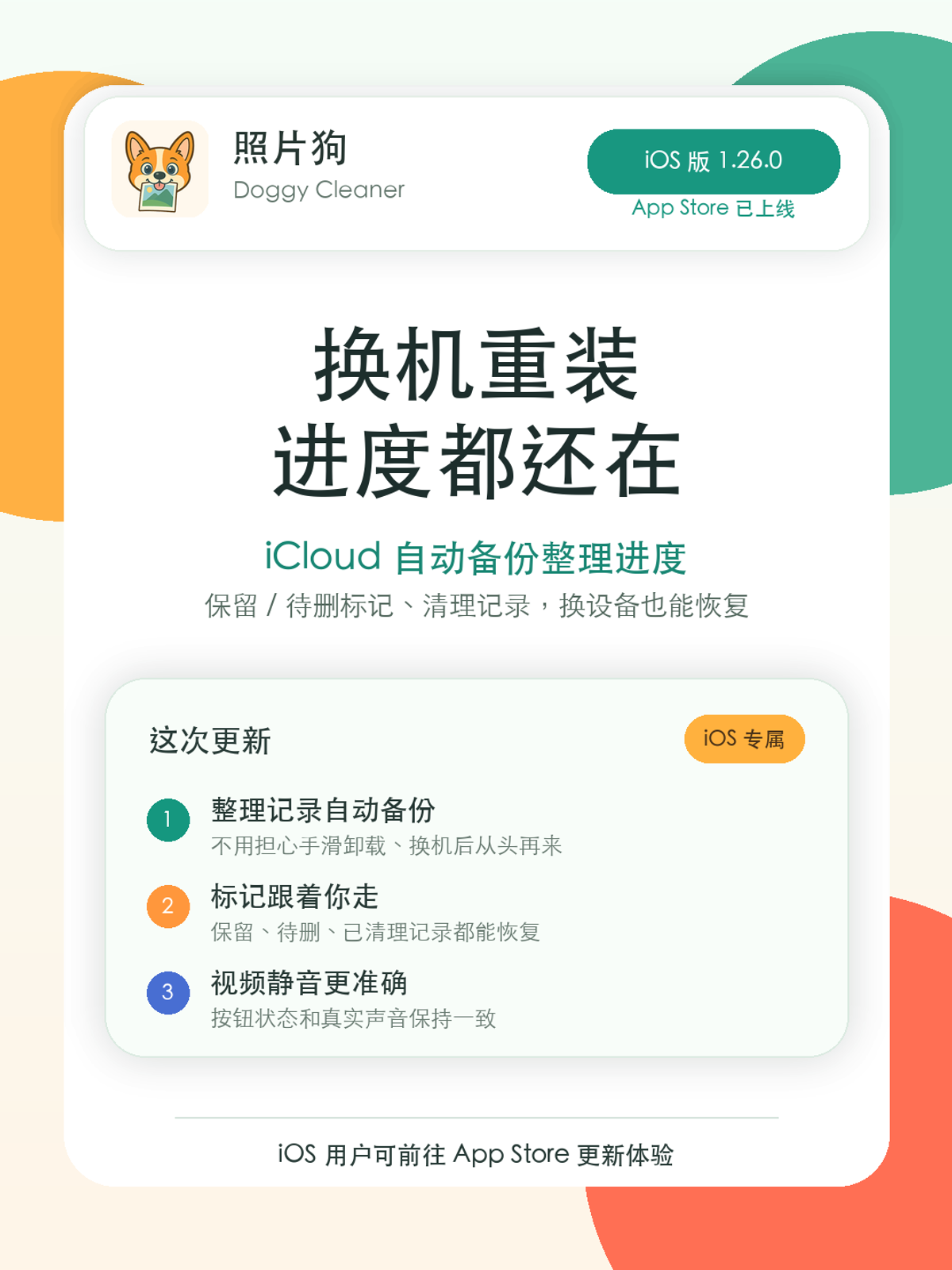 照片狗 1.26.0 使用 iCloud 备份相册整理进度