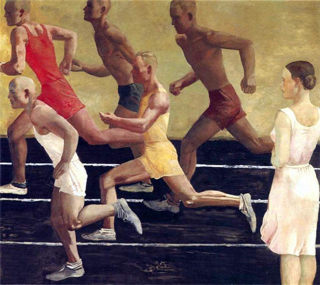 Pintura de pessoas correndo