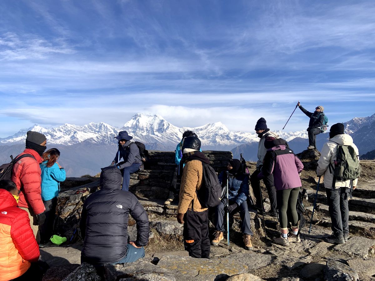 Trekkers on the trail with Yeti Expeditions