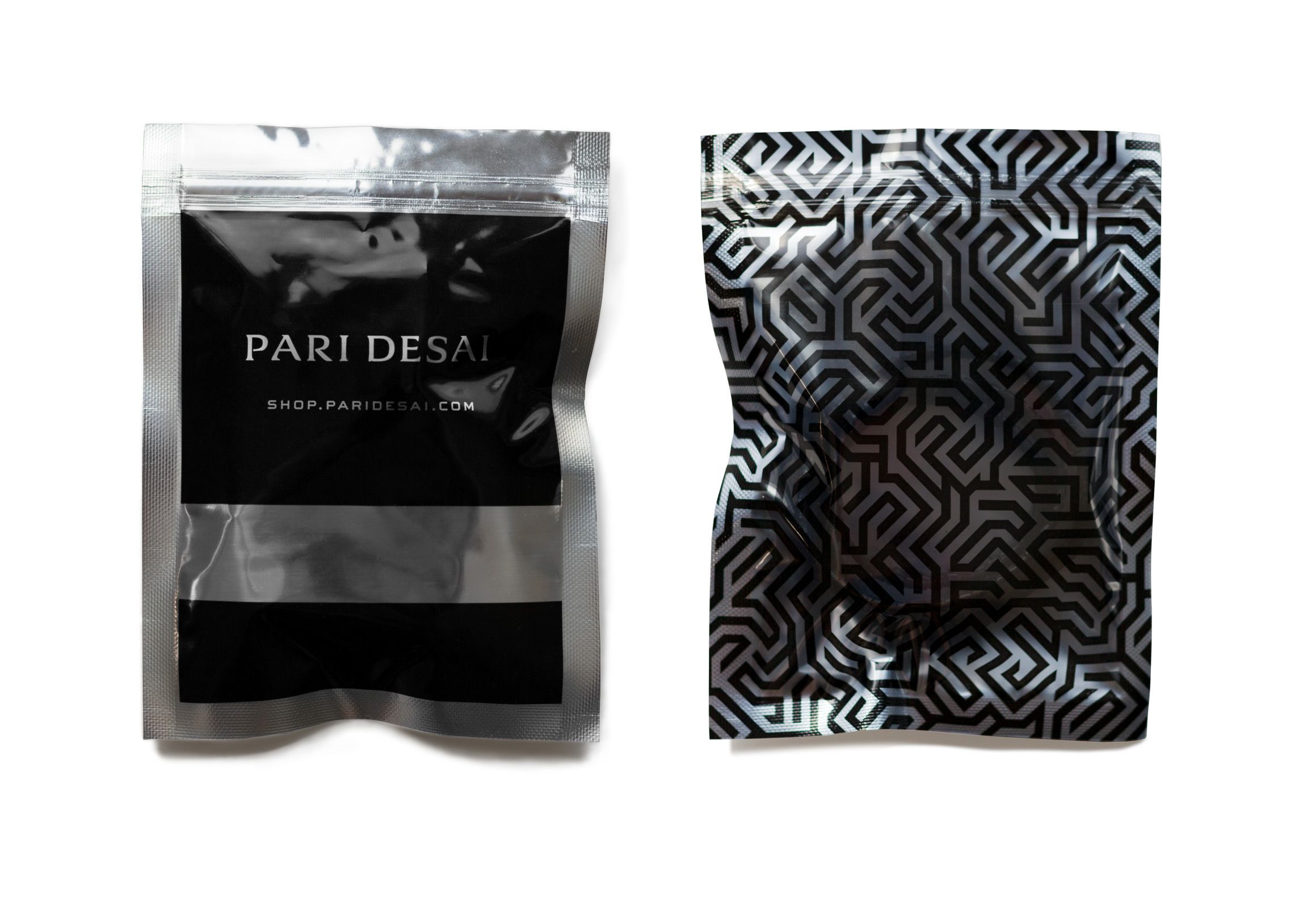 Silver foil packaging for a leather bracelet