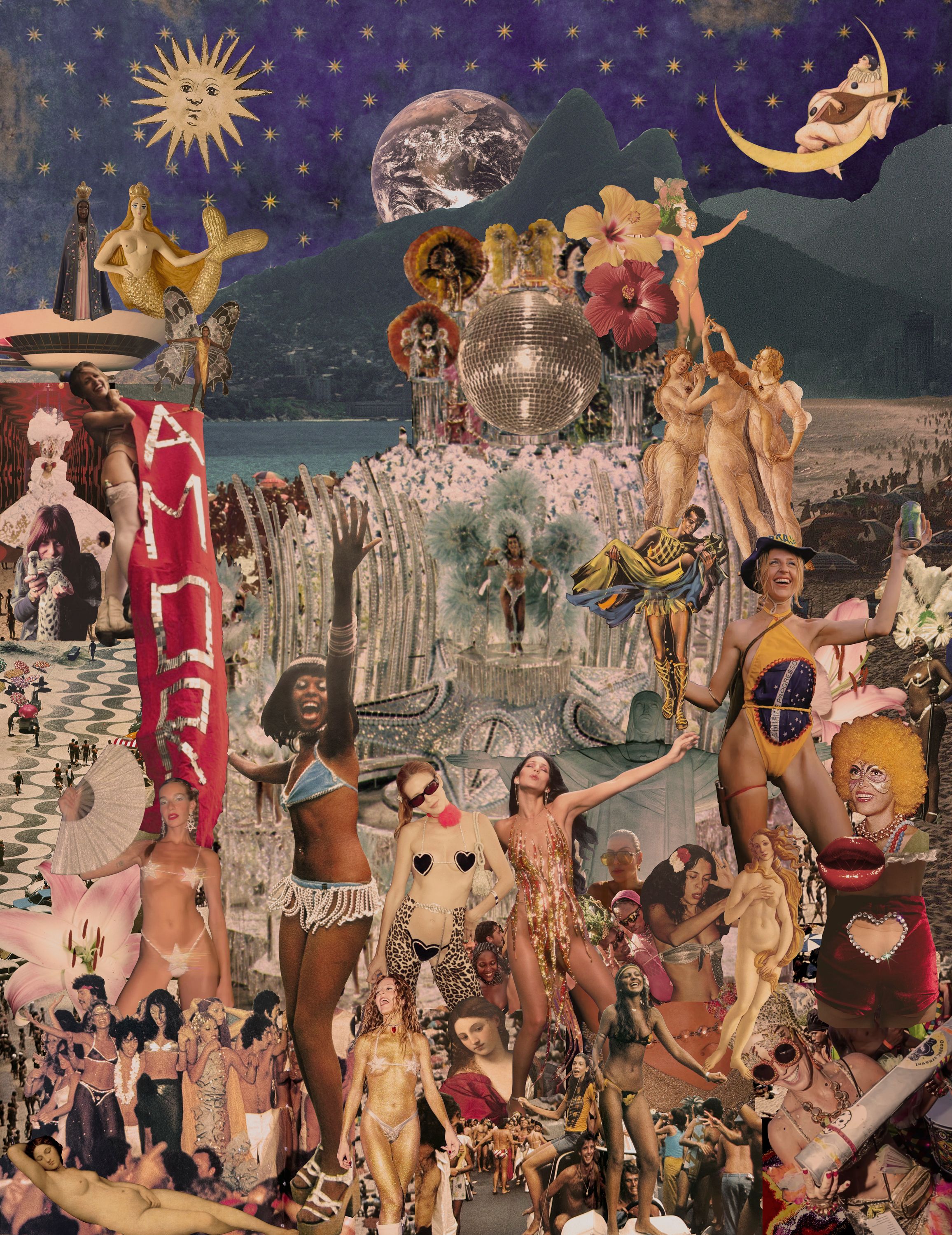 Collage depicting the fantastical experience of Carnival in Rio de Janeiro