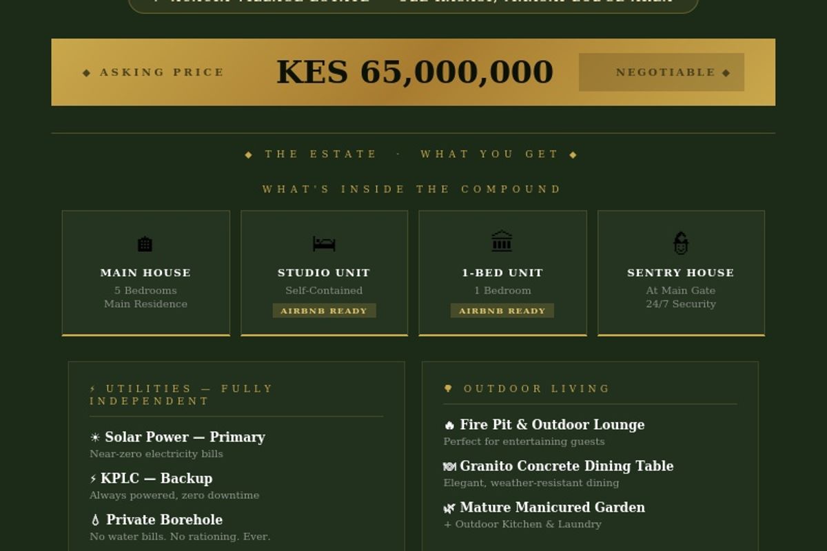 FOR SALE: 5-Bedroom Freehold Estate | KES 65,000,000 | Ole Kasasi, Nairobi
