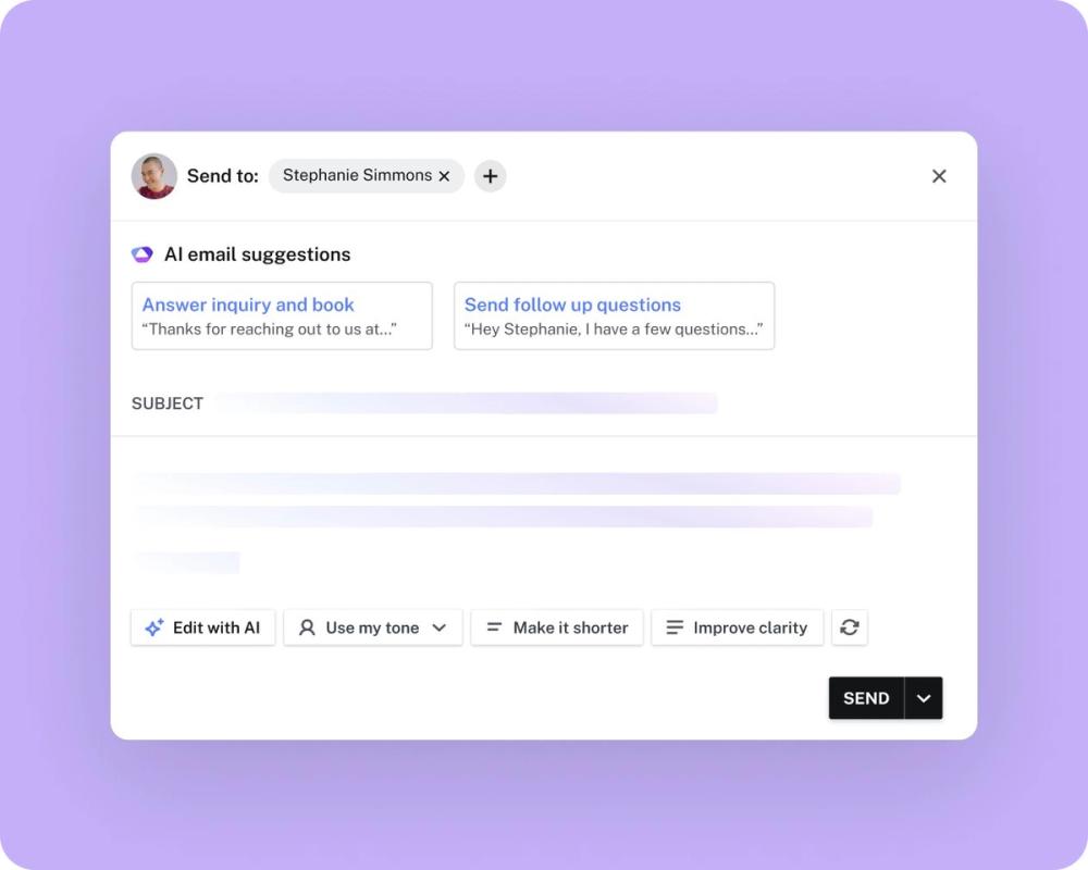 HoneyBook client email drafts product UI for service businesses HoneyBook client email drafts product UI for service businesses