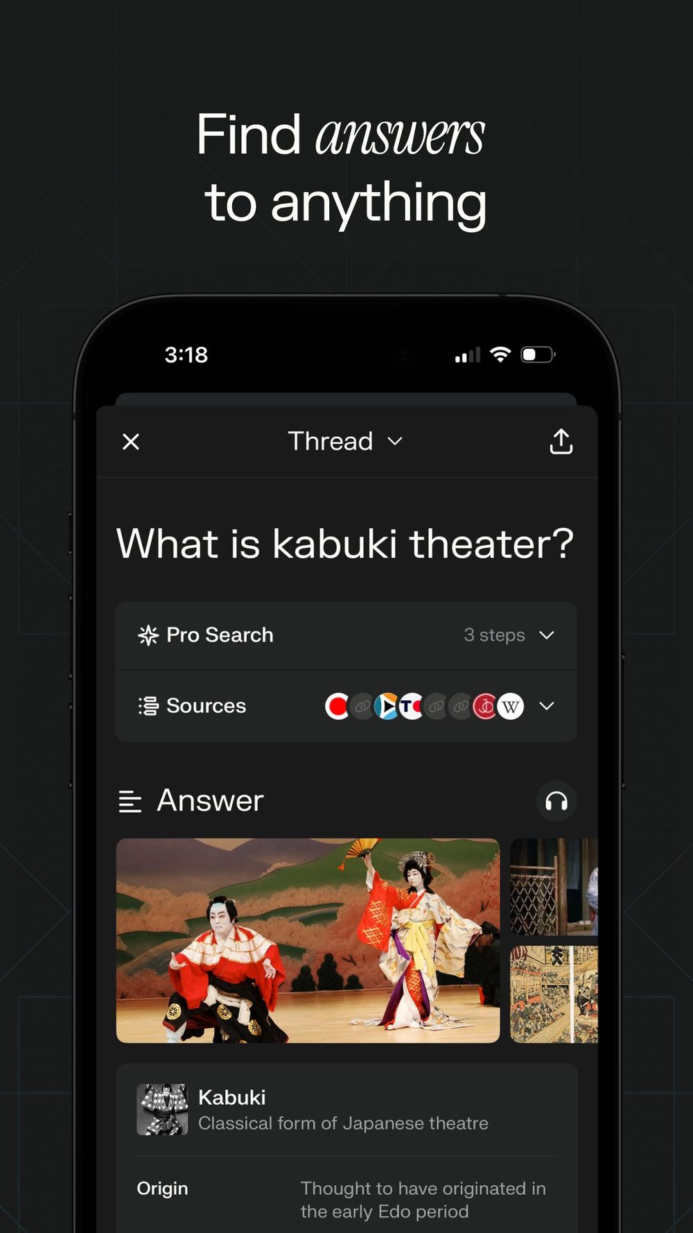 Perplexity AI Search iPhone app product UI