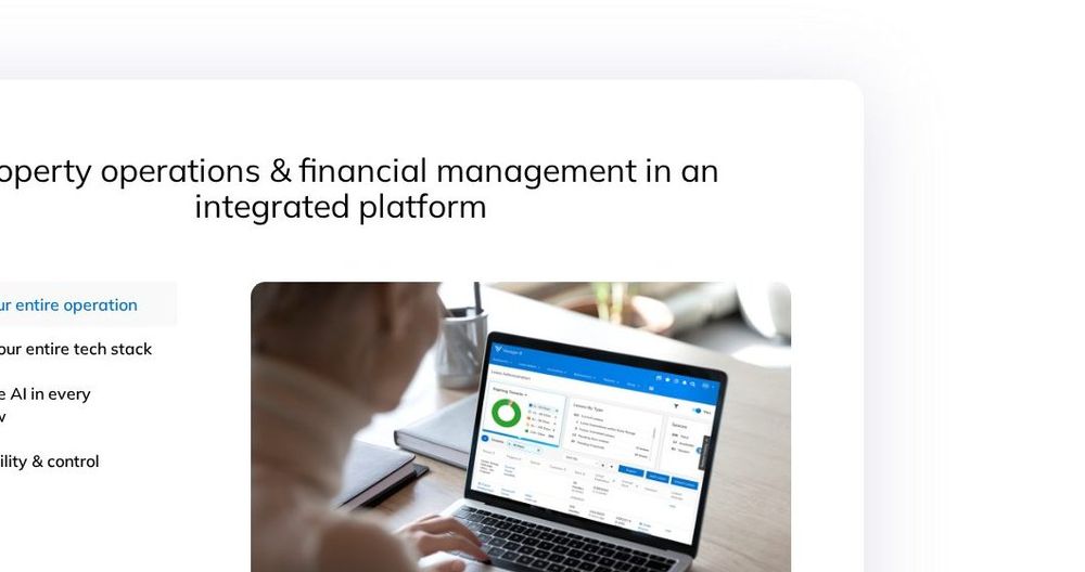 Yardi Voyager integrated property operations and financial management platform on a laptop