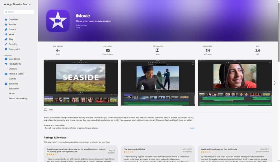 iMovie timeline