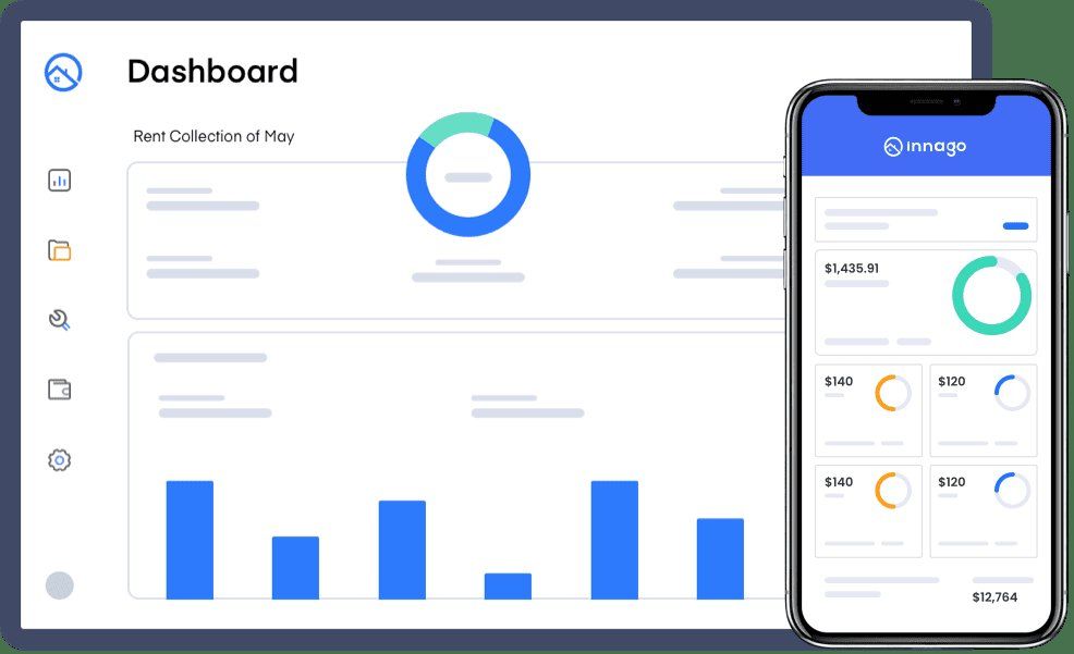 Innago free property management dashboard product UI Innago free property management dashboard product UI