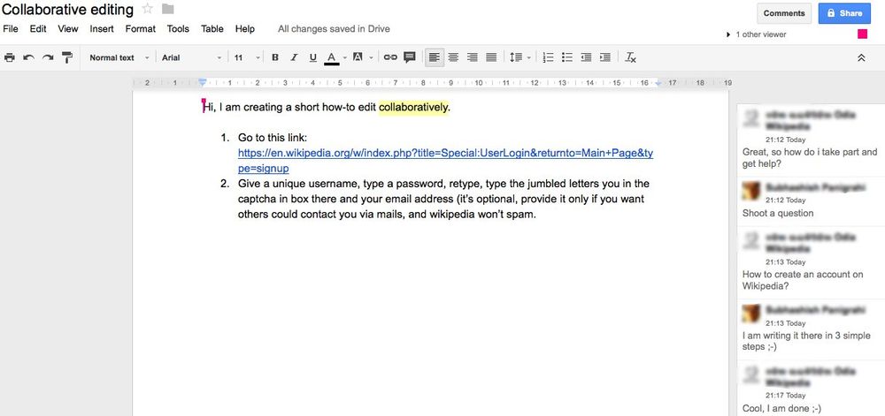 Google Docs collaborative editing writing software UI