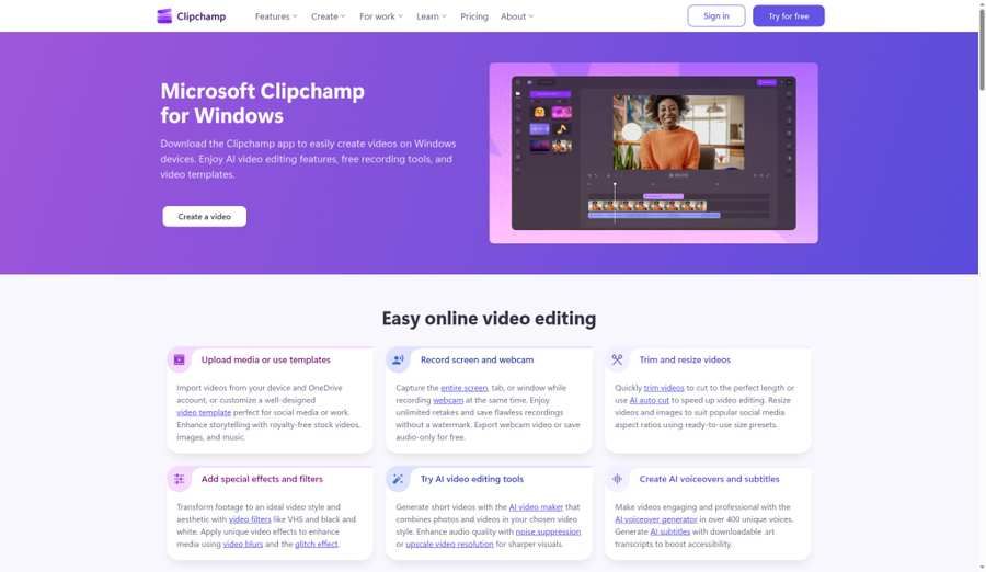 Clipchamp editor UI