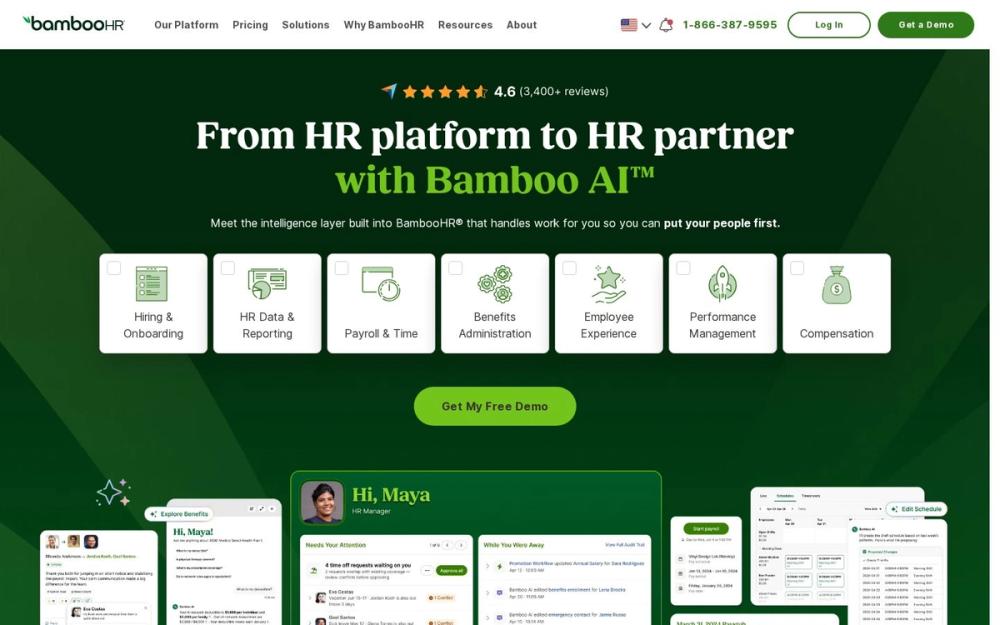 BambooHR product UI — best hr software for core HR