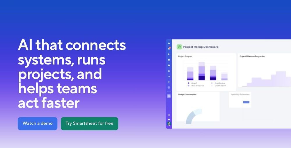 Smartsheet project rollup dashboard, an example of the best management software for portfolio and project tracking
